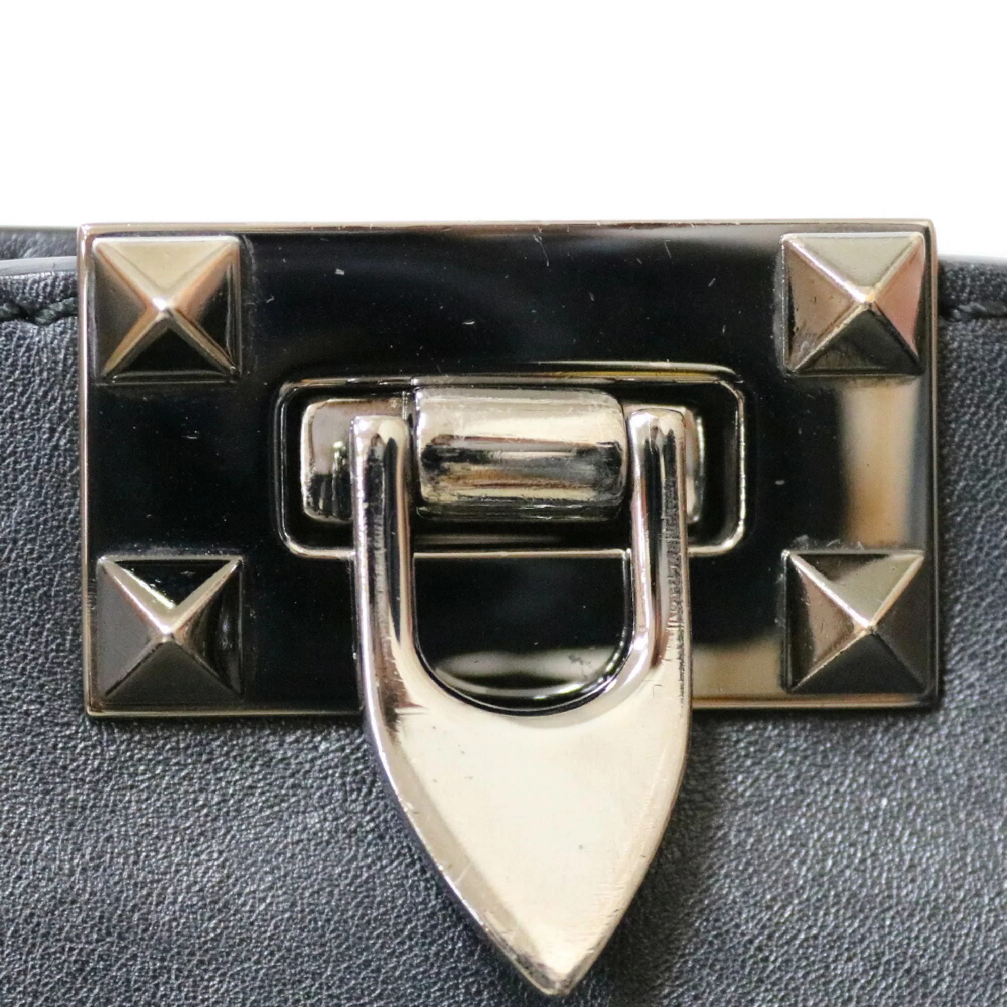 Pre-Owned VALENTINO Shoulder Bag Handbag Black Women's Leather (Good)