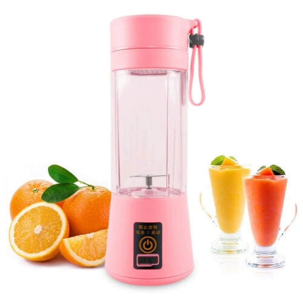 Portable Mini Blender,Smoothie Blender-Two Blades, Mini Travel Personal Blender with USB Rechargeable Batteries,Household Fruit Mixer,Detachable Cup,USB Juicer Cup(Pink)