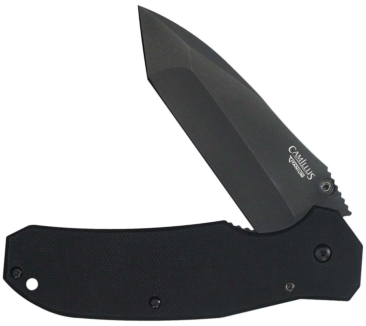 Camillus Tanto 8.25" Folding Pocket Knife, 3.5" Blade, for Hunting/Camping, Black