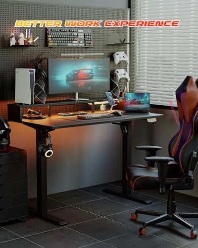 Agilestic 48 x 23 Inches Electric Standing Desk with 2 Storage Drawers, Adjustable Height Sit and Stand Computer Table with Splice Board, White