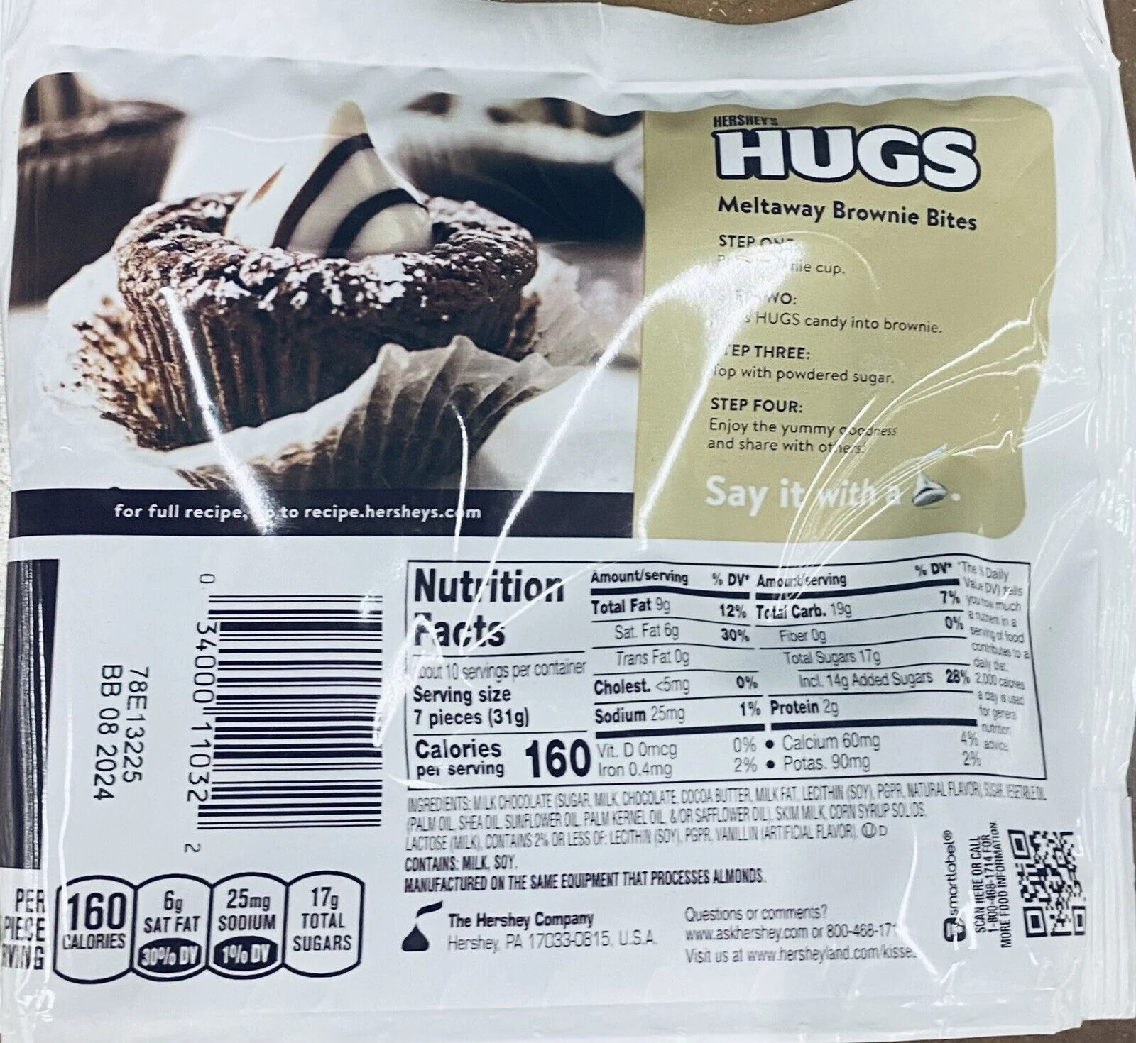 Hershey's HUGS Milk Chocolate Hugged by White Creme Candy SHARE PACK 10.6 Oz Bag