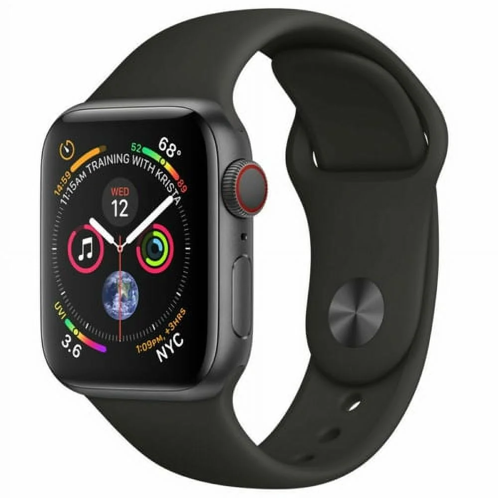 Restored Apple Watch Series 4 44mm GPS + Cellular 4G LTE - Space Gray - Black Sport Band (Refurbished)