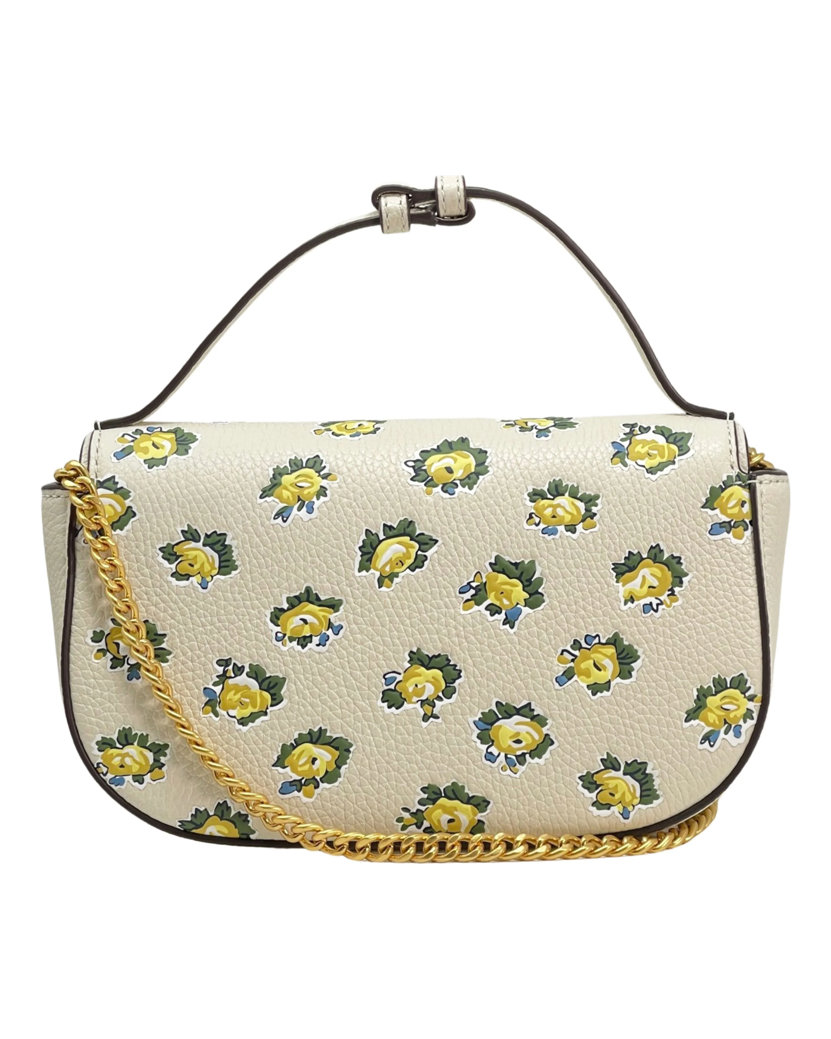 Tory Burch Women's Emerson Printed Top Handle Leather Crossbody Bag (New Ivory Garden Rose)