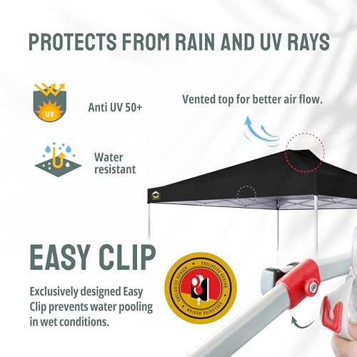 CROWN SHADES 10x10 Pop Up Canopy - Beach Tent with One Push Setup - Easy Outdoor Sun Shade for Events, Parties, Camping - Gazebo with STO-N-Go Cover Bag, Silver Coated Top, White