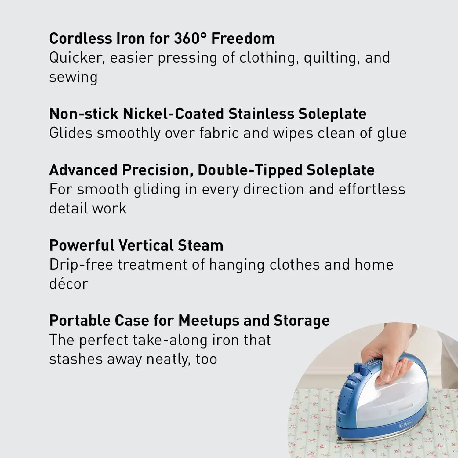 Panasonic NI-QL1000A Cordless 360º Freestyle Steam Iron (Blue)