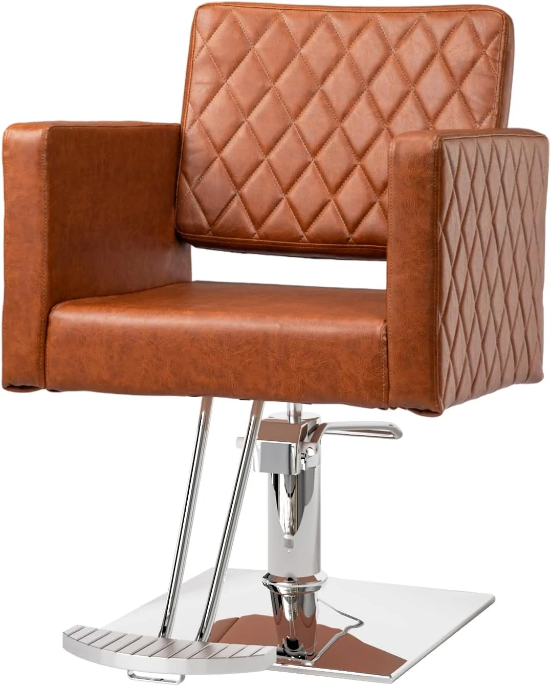 Salon Chair for Hair Stylist Wide Seat, Hydraulic Barber Chair with Aluminium Alloy Footrest, Brown Hair Salon Chair Styling Heavy Duty, Beauty Spa Cosmetology Shampoo Hairdressing Equipment