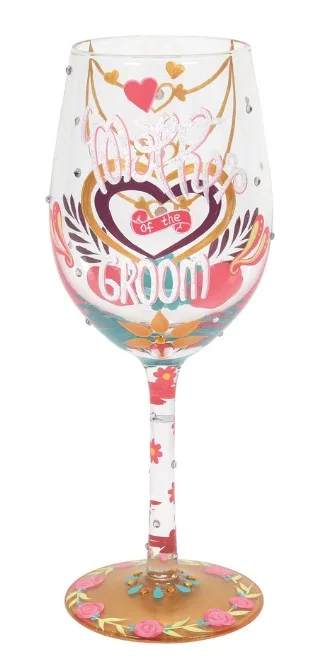 Enesco Designs by Lolita Wedding Mother of The Groom Hand-Painted Artisan Wine Glass, 15 Ounce #6012021