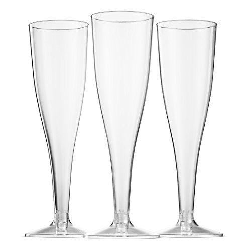 Munfix 50 Pack Gold Rimmed Plastic Champagne Flutes 5 Oz Clear Plastic Toasting Glasses Fancy Disposable Wedding Party Cocktail Cups with Gold Rim