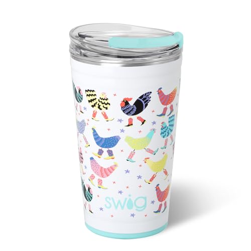 Swig Life 32oz Insulated Tumbler, Travel Coffee Tumbler with Lid, Cup Holder Friendly, Stainless Steel Travel Coffee Mug, Glitter Tumbler, Glitter Gifts (Confetti)