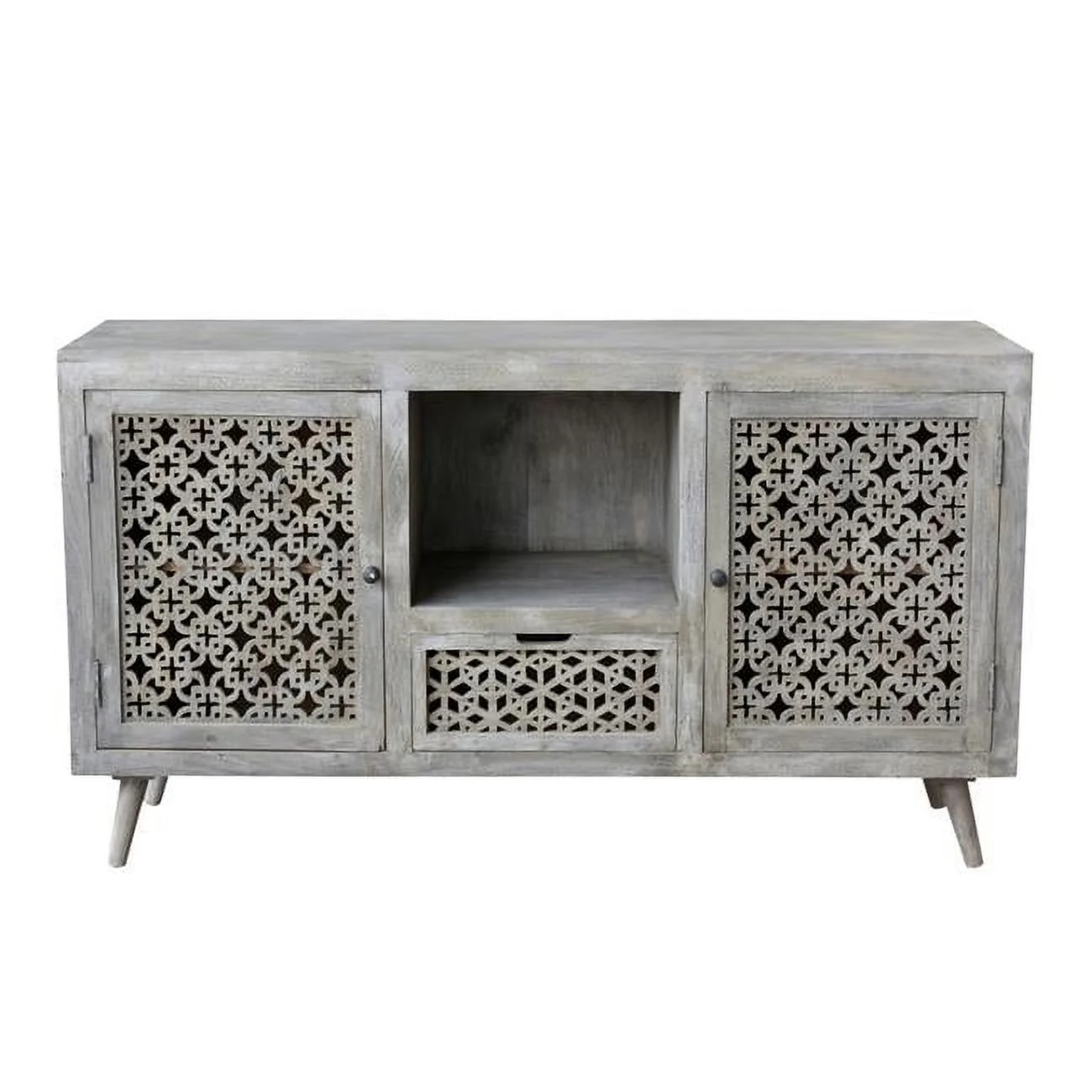 Halle 2 Doors, 1 Drawer Hand-Carved Media Console Table
