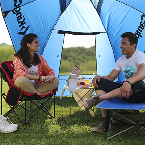 KingCamp Oversized XL Camping Chair, Heavy Duty 500lbs Folding Couch for Adults, Padded Large Comfortable Sofa Seat with Cooler Bag Cup Holder for Outdoor Sports Fishing Patio Lawn, Lava/Grey