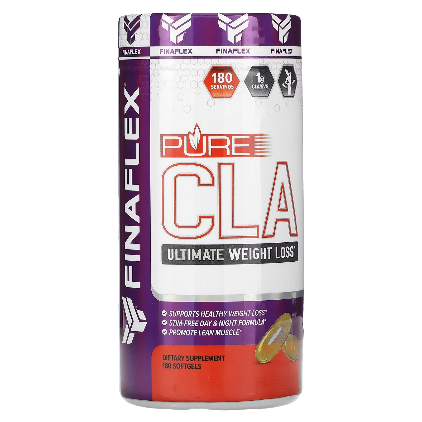 Pure CLA, 1000mg Softgels, Pure Conjugated Linoleic Acid, Promotes Weight Loss and Preserves Lean Muscle, Non-Stimulant Fat Burner (180 SOFTGEL)