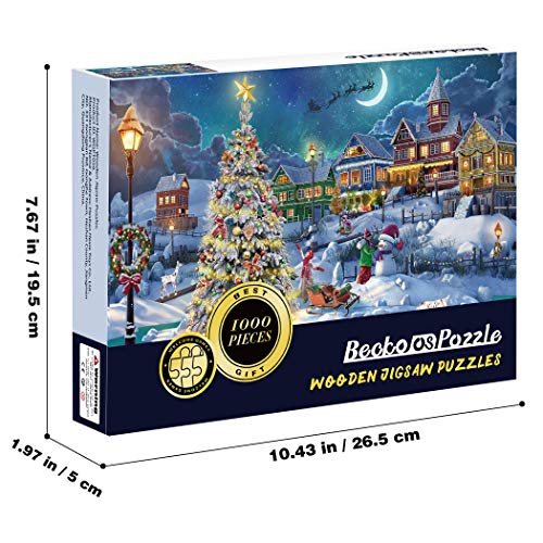 Becko US Puzzles for Adults 1000 Pieces, Wooden Jigsaw Puzzles, 1000 Piece Puzzle for Adults, Christmas and Holiday (Snow Scene)