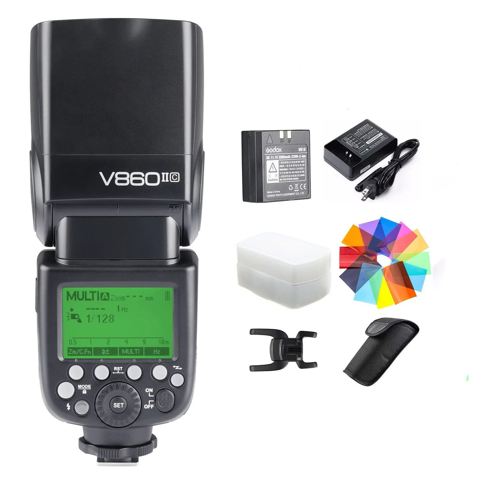 GODOX V860II-C Kit E-TTL High-Speed Sync 1/8000s 2.4G GN60 Li-ion Battery 1.5s Recycle Time Camera Flash Speedlite Light forCanon EOS Cameras with Color Filters & Diffuser