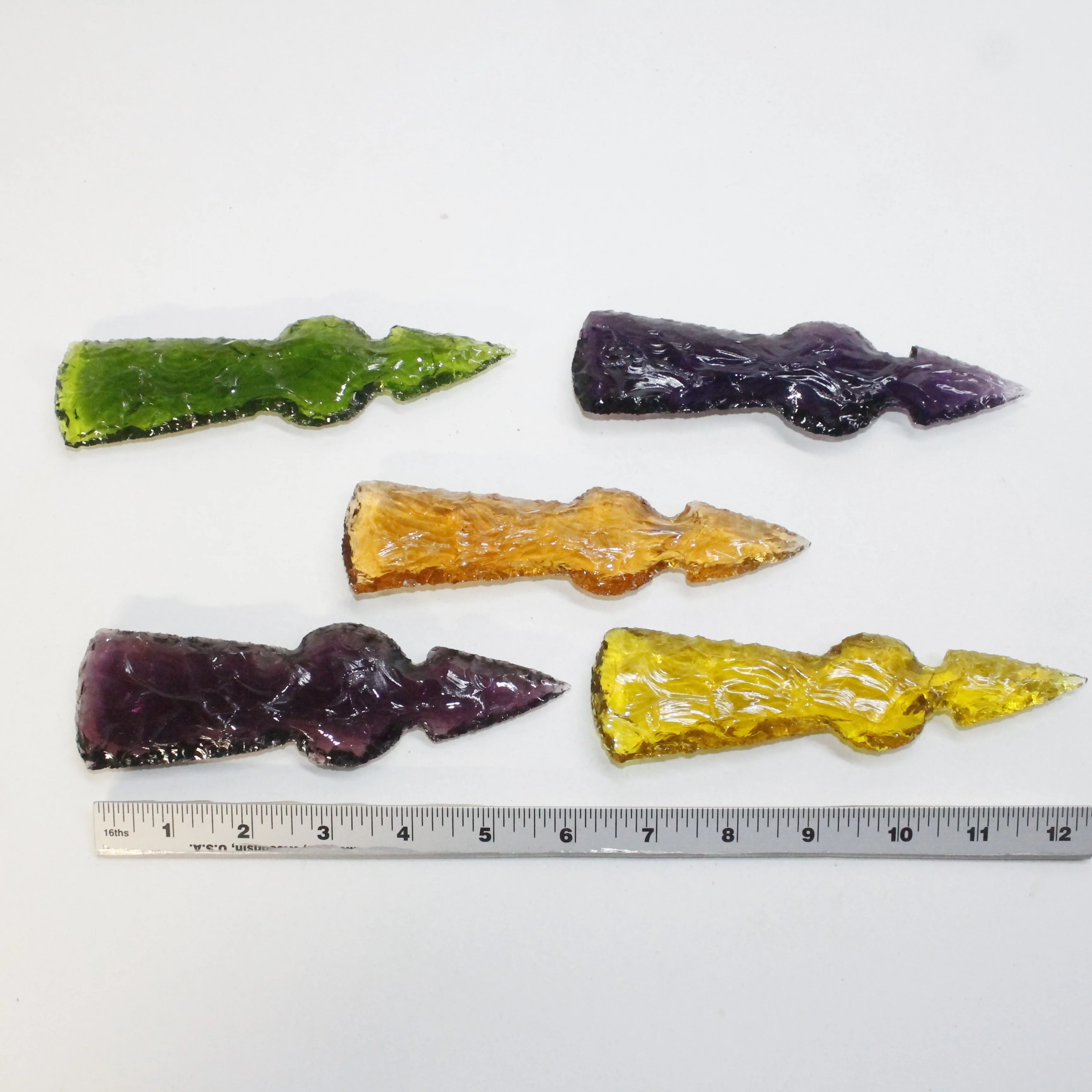 5 Glass Ornamental Tomahawk Heads #5818  Ax Axe Hatchet