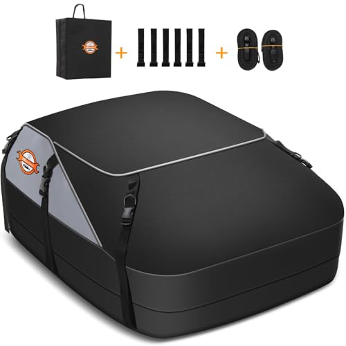 Sailnovo Car Rooftop Cargo Carrier Bag Waterproof 20 Cubic Feet for Top of Vehicle with/Without Roof Rack Car Top Carrier with 6*Door Hooks, Reinforced Straps & Storage Bag 1000D