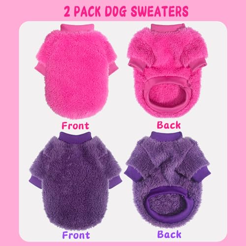 2 Pack Christmas Dog Sweater for Small Dogs Winter Warm Puppy Sweater Fleece Cute Dog Clothes for Dogs Like Chihuahua Yorkie Thick Pet Clothing (Xmas Red, Green, XX-Small)