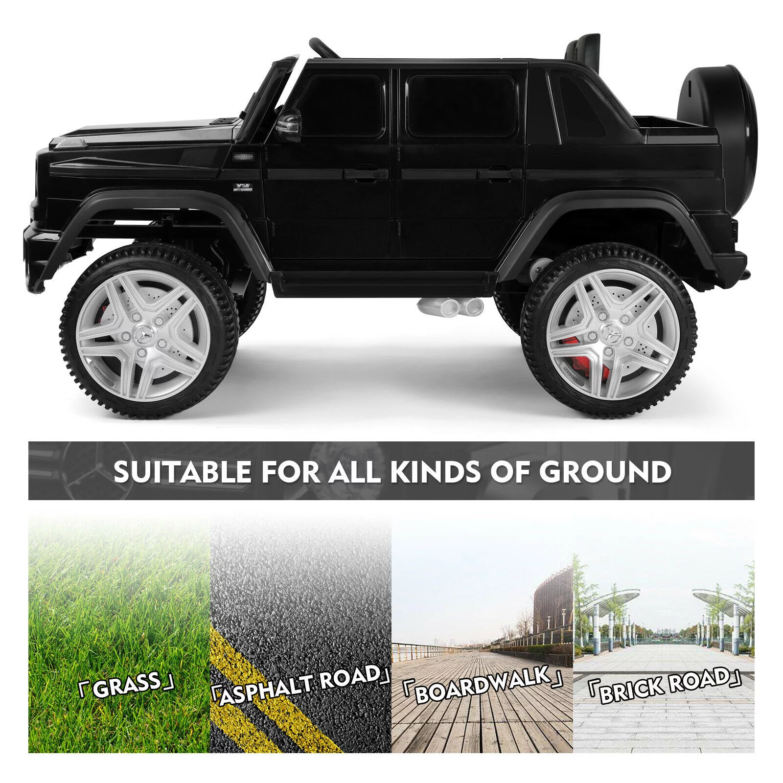 JOYLDIAS 12V Kids Ride on Car 3 Speeds Licensed Mercedes-Benz Electric Toy with Remote Control, LED Light (Black)