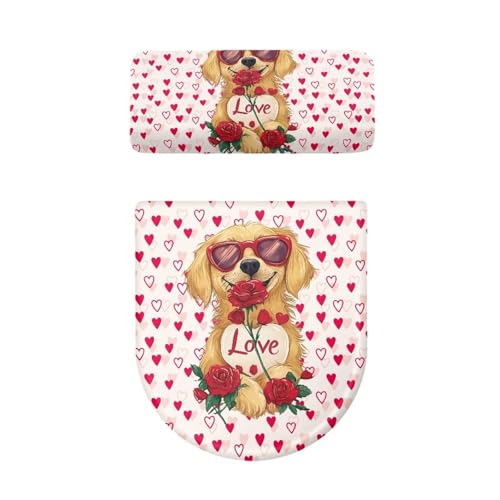 Christmas Bow Bell Toilet Tank Lid Cover and Toilet Seat Lid Cover 2 Pcs Set Toilets Covers with Elastic Cloth Fits Most Toilets Tanks & Lids