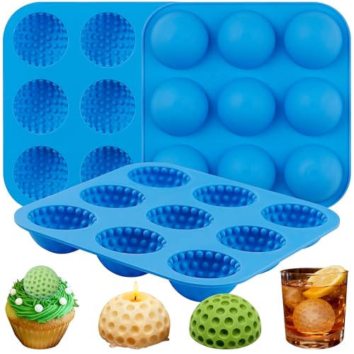 Sidosir 2025 New Golf Ball Chocolate Silicone Molds with Lid for Cake Decorations, 9-Cavity 3D Golf Ball for Ice, candy, Hot Chocolate Bomb