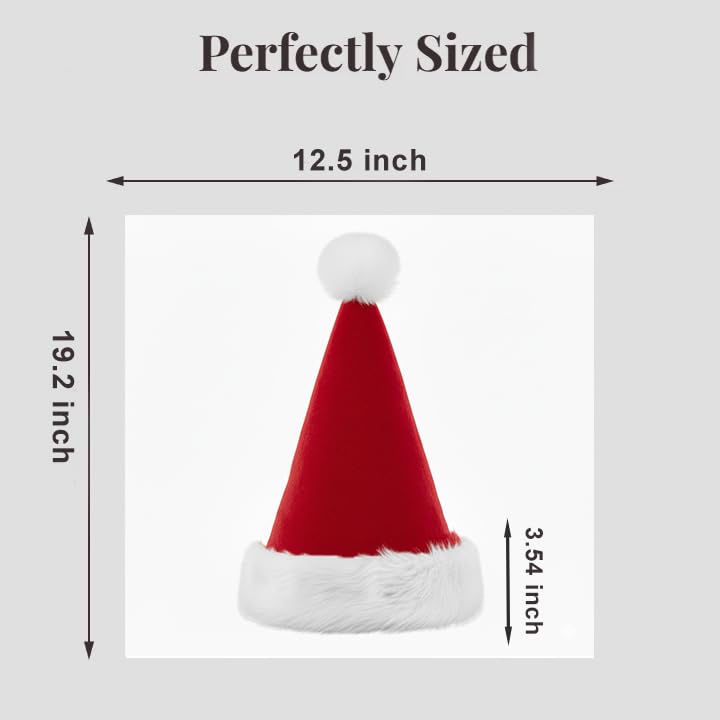 COOLJOY 4 Pack Plush Santa Hats, Christmas Santa Hats for Christmas Party, Adult size Xmas Holiday Hat for Unisex Kids Party Supplies