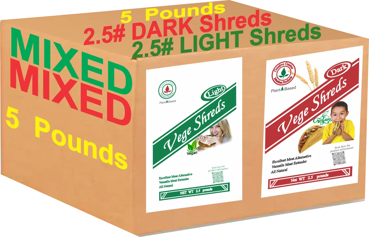 Vege Shreds Mixed Light & Dark, BULK 5 pounds