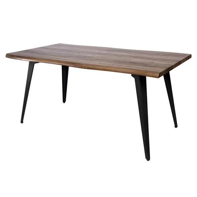 30 x 63 x 34 in. Ravenna Modern Rectangular Wood Dining Table with Metal Legs, Dark Brown