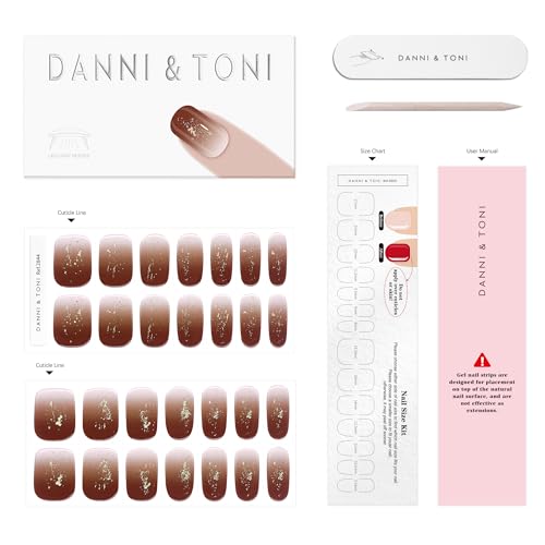 DANNI & TONI Semi Cured Gel Nail Strips Christmas Santa Claus Snowflakes Cat Eye Gel Nail Wraps 28 Stickers | Mistletoe Meow