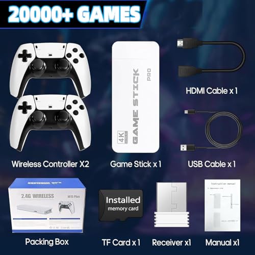 Retro Gaming Console with 20000+ Classic Games - Dual Controllers, Plug & Play, 2 Players, HDMI Output, Family Entertainment System
