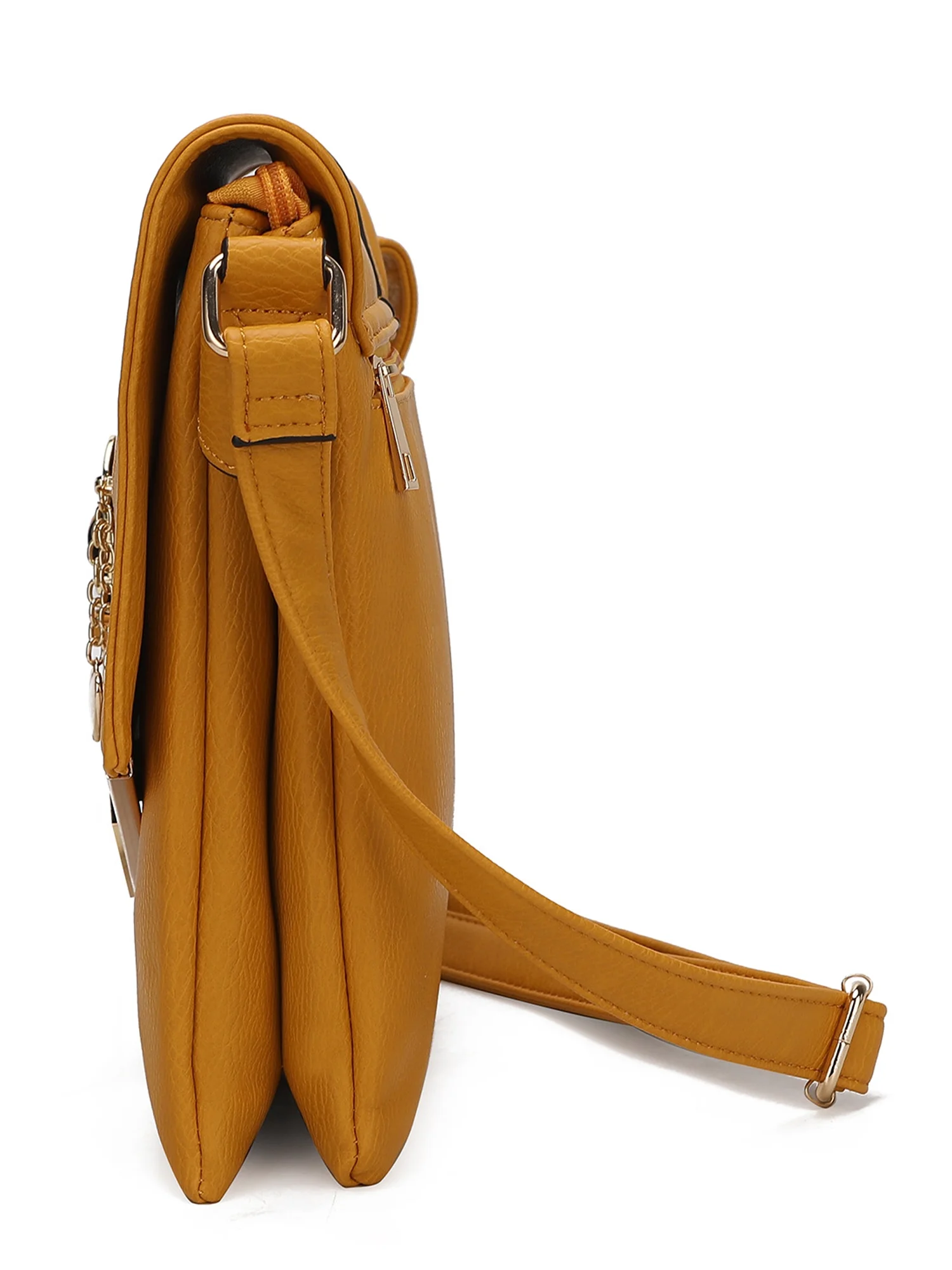 MKF Collection Women's Jasmine Vegan Leather Flap Top Crossbody Bag by Mia K., Mustard