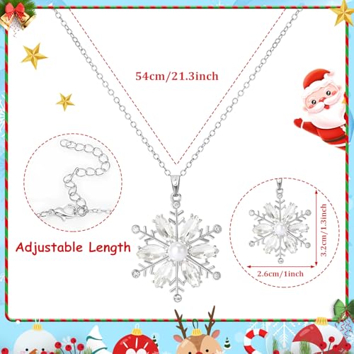 DTOFOOT ﻿6 Pack Christmas Winter Snowflake Necklaces for Women Sparky Rhinestone Crystal Pearl Snowflake Charm Collar Necklace Xmas Snowflake Pendant Necklace Holiday Festival Jewelry Necklace