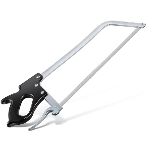 Butcher Saw Meat and Bone, Professional Meat Processing Saw with 22 Inch Stainless Steel Blade, Quick Release Black Tightening Cam Comfort Handle, for Household, Processed Livestock and Game