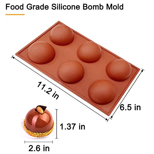 Hot Chocolate Bomb Mold 2.5 Inch Large Silicone Cocoa Bomb Molds - 3 Pack with Brush and Spatula