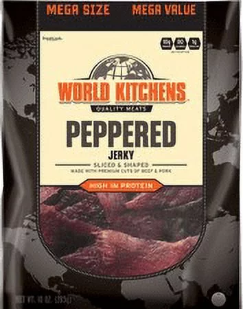 World Kitchens Peppered Sliced & Shaped Beef Jerky (Pack of 32)