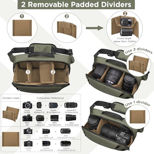 Camera Sling Bag,Waterproof Camera Case with Tripod Holder,Lightweight DSLR/SLR/Mirrorless Camera Bags Crossbody for photographers-Black