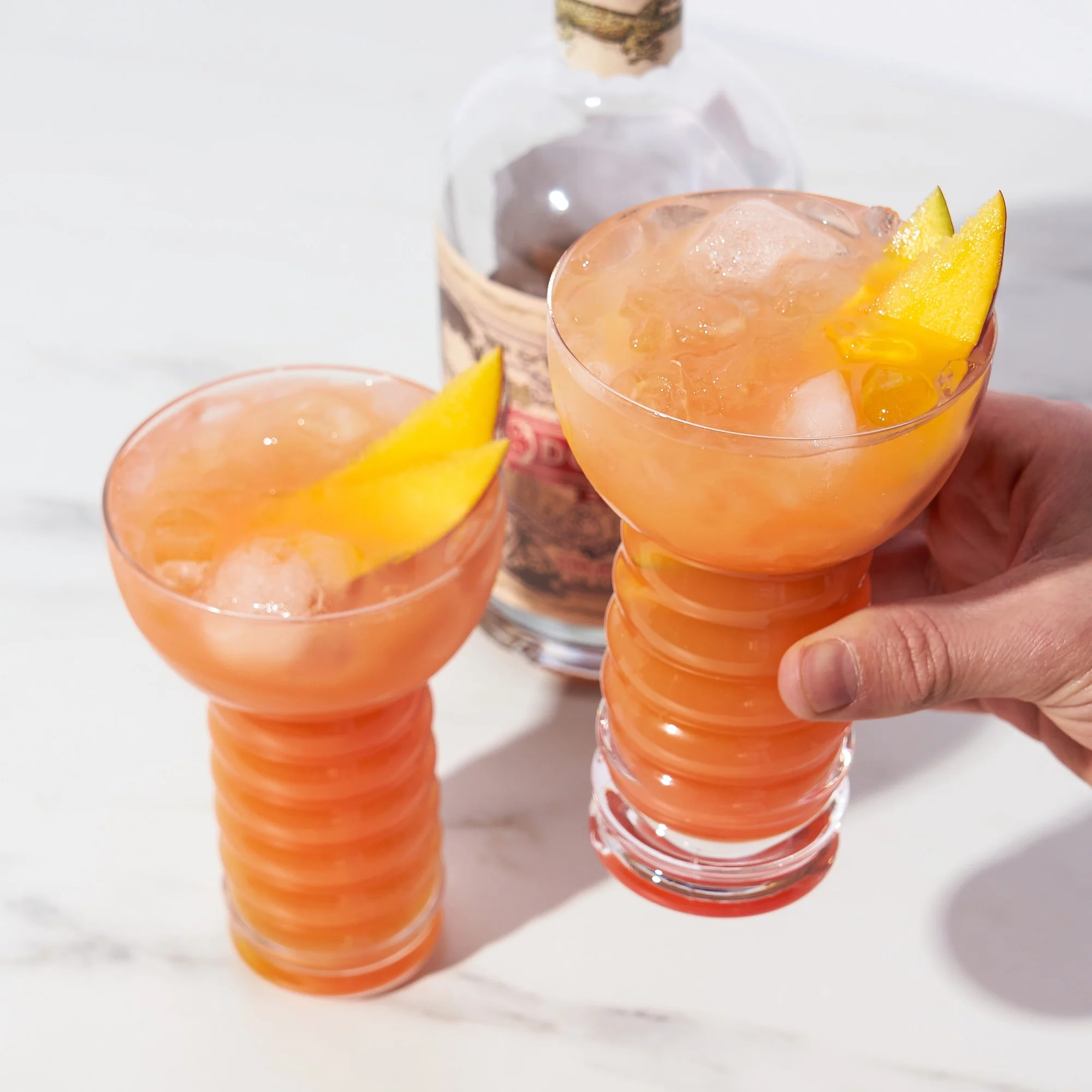 Viski Pacific Crystal Pearl Diver Glasses - Stylish Tiki Cocktail Glasses