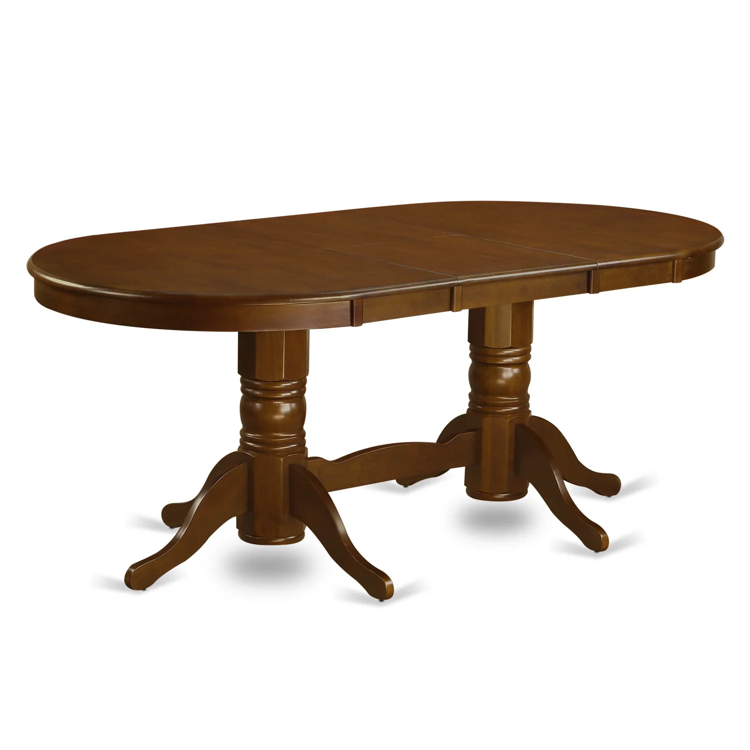 Vancouver rectangular round corner dining  table with 17 in self storage leaf finish in Oak-Finish:Espresso