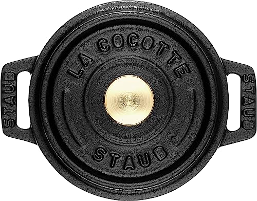 STAUB Cast Iron Dutch Oven 5.5-qt Round Cocotte, Made in France, Serves 5-6, Black Matte