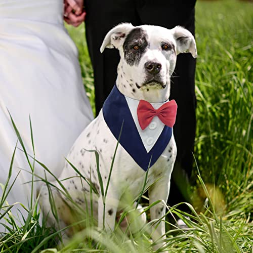 FUAMEY Dog Tuxedo Christmas for Small Dogs,Dog Formal Suit Dogs Attire Pet Bow Tie Puppy Party Costumes Cat Tux Outfits Pets Bandana Cosplay Adjustable Bowties Christmas Green Red XS