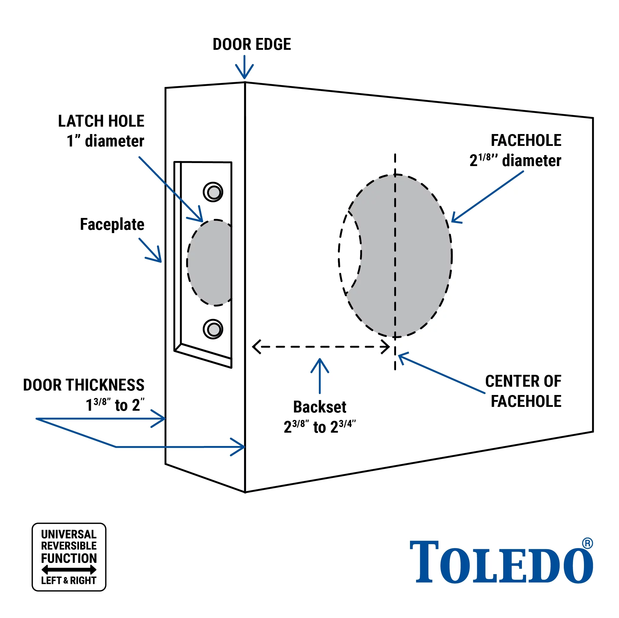 Toledo Electronic Biometric Dedbolt Lock in Satin Stainless Steel