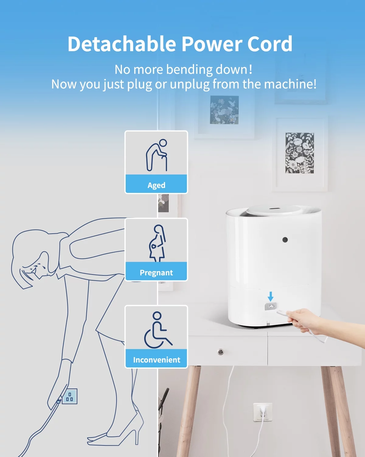 ASAKUKI 4L Ultrasonic Cool Mist Humidifier for Bedroom, 1.06Gal