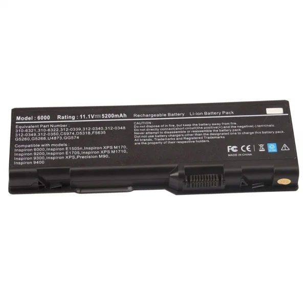 [6 Cells 5200mAh] Laptop Battery For Compatible Dell P/N: D5318,U4873,C5447 L/M: Inspiron 6000 9400 E1705 9300