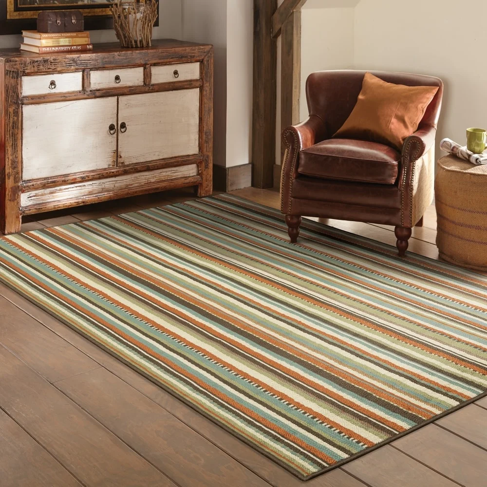Style Haven  Malta Multi-colored Striped Indoor/Outdoor Rug-- 6'7