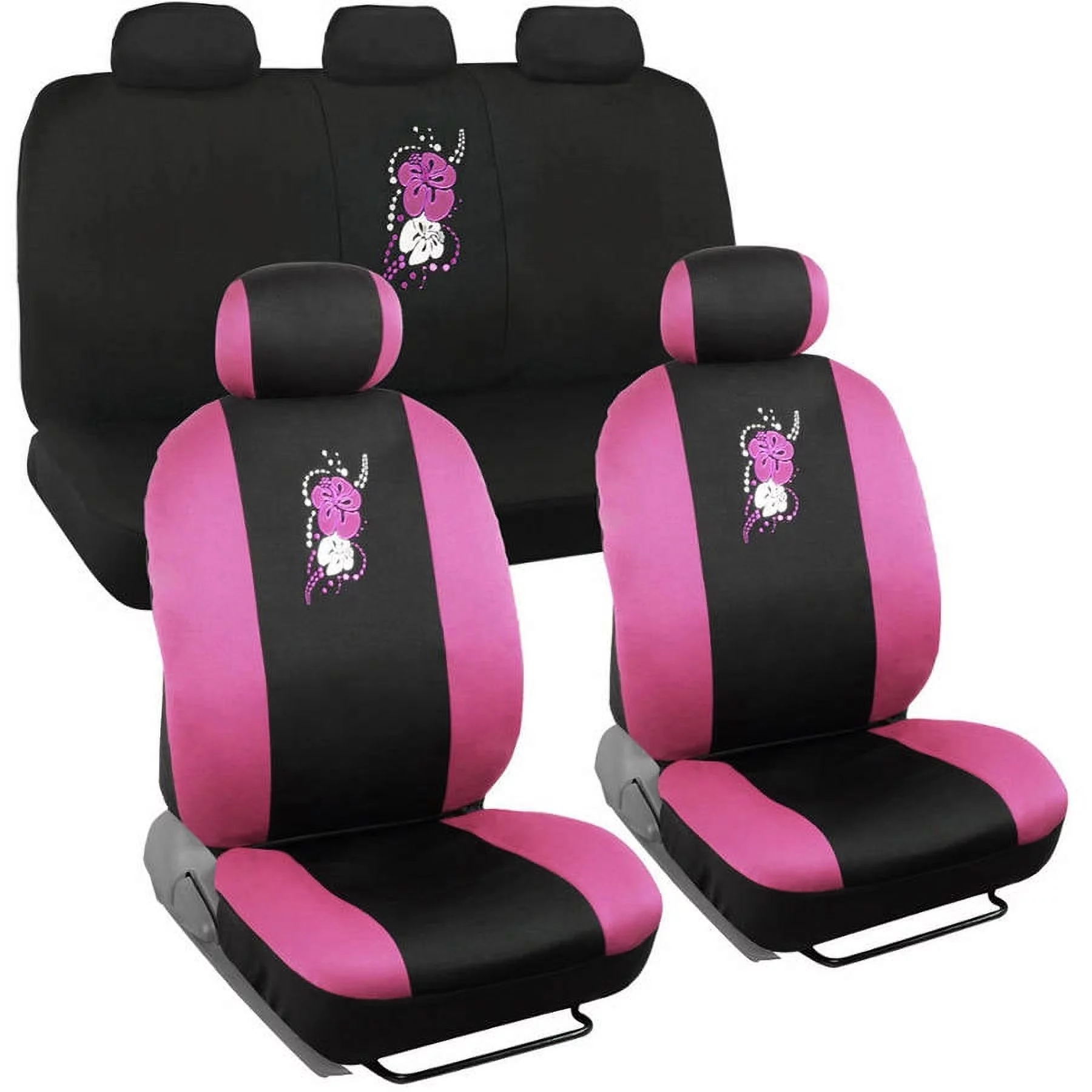 BDK Pink Hawaiian Design Car Seat Covers, 9 Piece Set