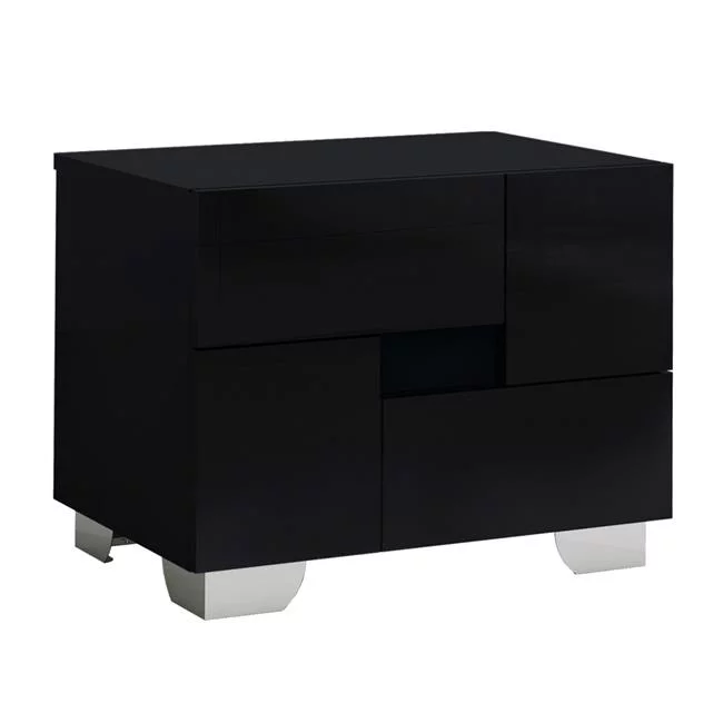 Superb High Gloss Nightstand, Black - 18 in.