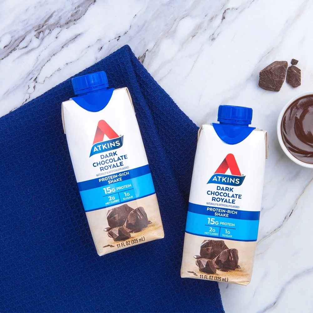 (3 pack) Atkins Dark Chocolate Royale Protein Shake, High Protein, Low Carb, Keto Friendly, Gluten Free, 11fl oz, 4 Ct