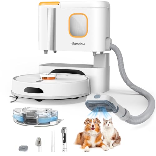 D20S Max+ Robot Vacuum and Mop, 6000Pa Suction for Pet Hair, with Self-Emptying Dock and Pet Grooming Parts, 10 Weeks Hands-Free Cleaning, PreciSense LiDAR Navigation, App & Voice Control