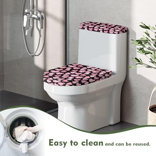 Christmas Bow Bell Toilet Tank Lid Cover and Toilet Seat Lid Cover 2 Pcs Set Toilets Covers with Elastic Cloth Fits Most Toilets Tanks & Lids