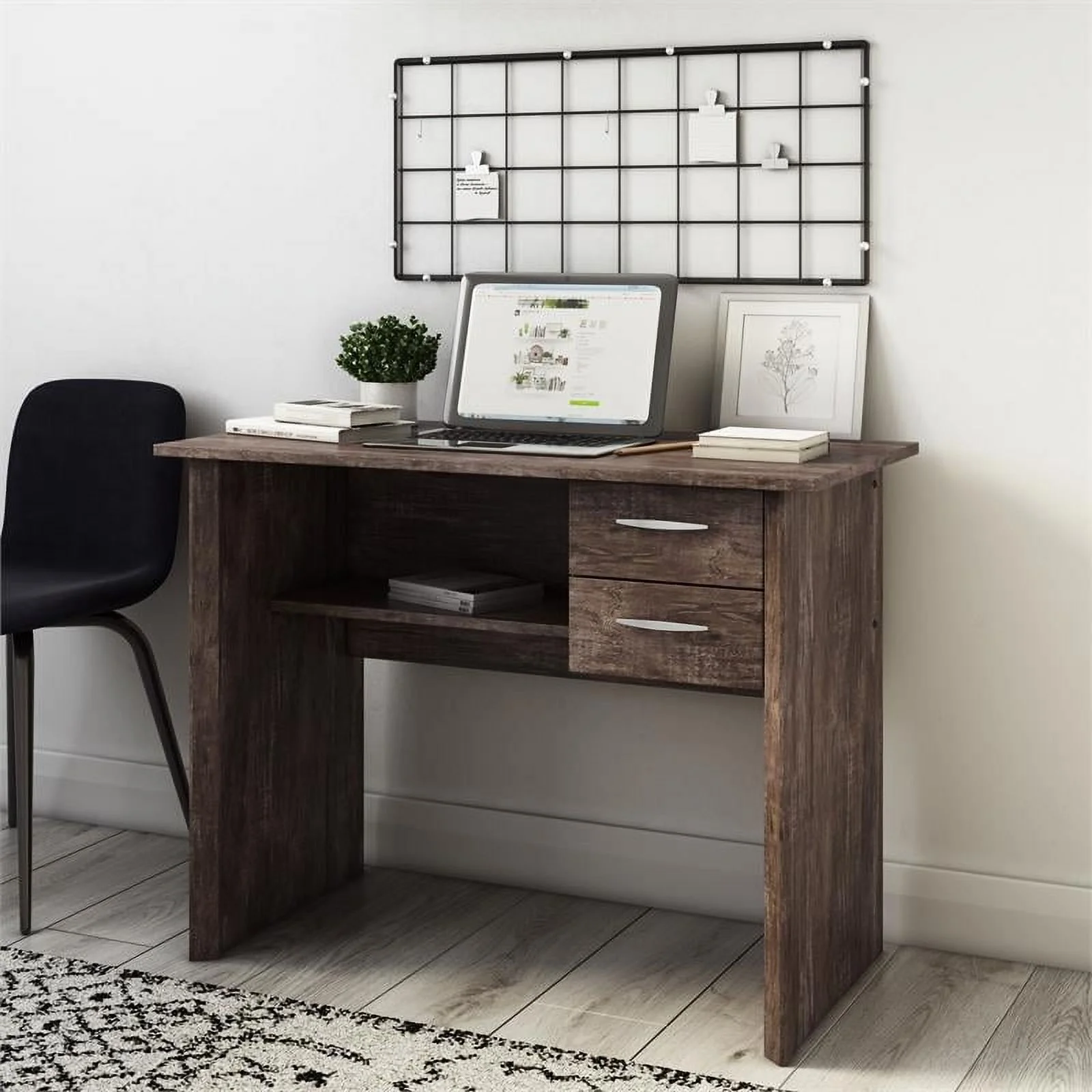 CorLiving Kingston Two Drawer Desk - Rustic Brown Engineered Wood