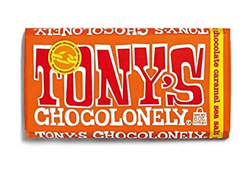 Tony's Chocolonely Caramel Sea Salt Milk Chocolate Bar, 6 oz., 4-Pack